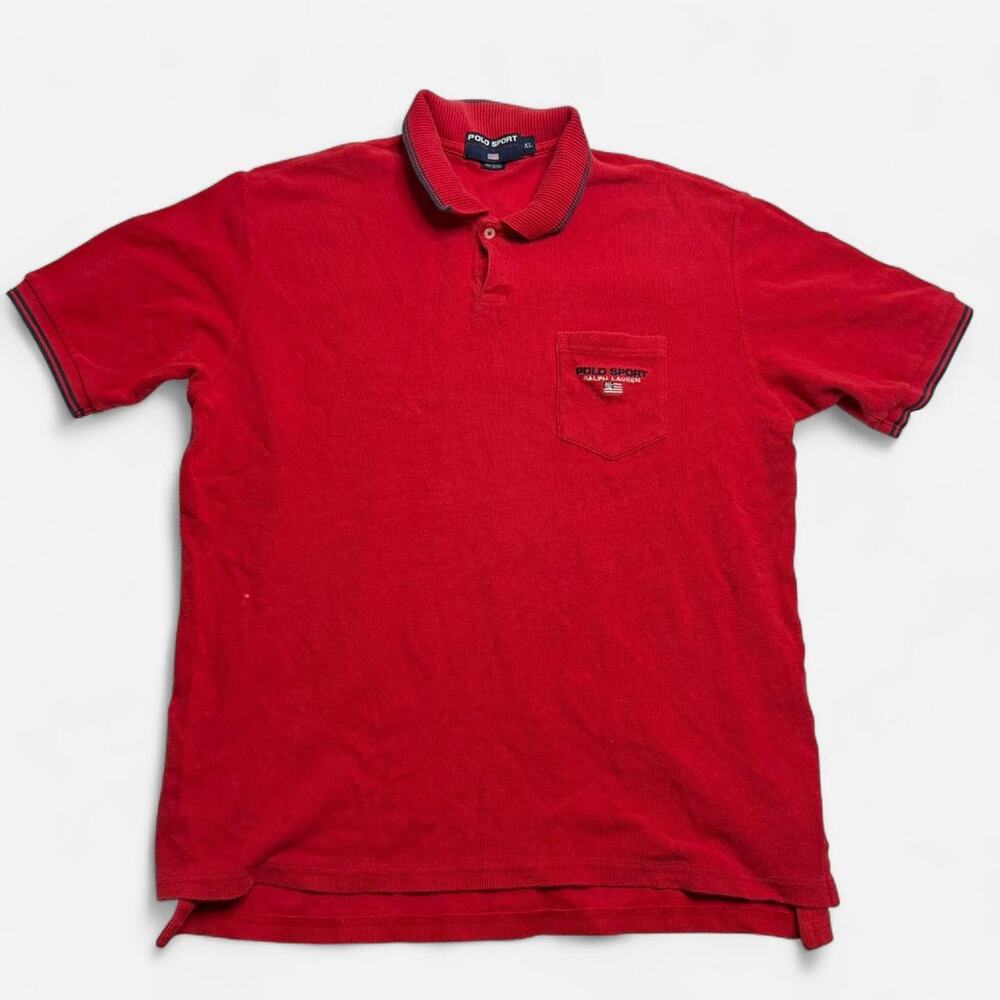 Polo Sport Ralph Lauren Red Pocket Polo Shirt XL USA Flag